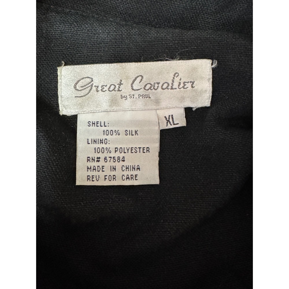 Great Cavalier Silk XL Jacket Embellished Patchwork Full Zip Button Up Black - Picture 4 of 12